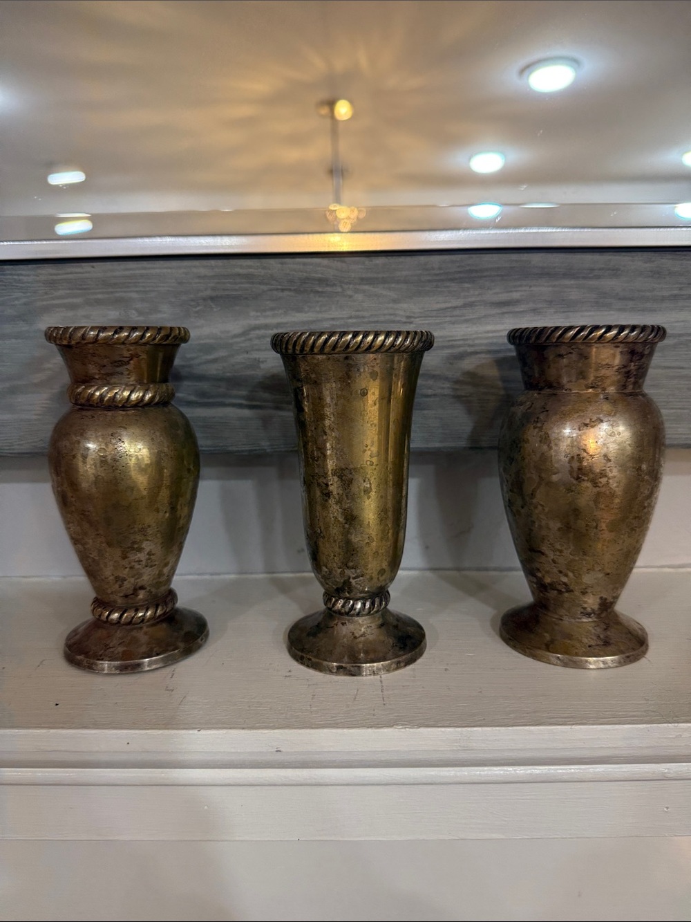 Pottery Barn Antique Brass-Tone Decorative Vase Set